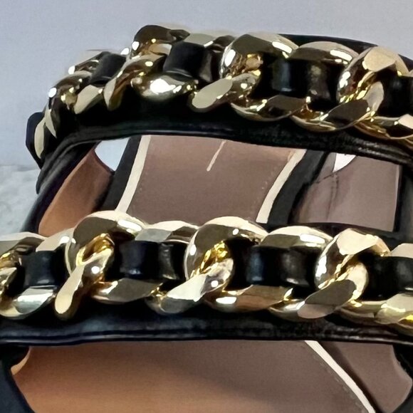 Linea Paolo Aurel Mules | Black Pointed Toe Flats w/ Double Chain | Size 8.5 - Picture 16 of 16